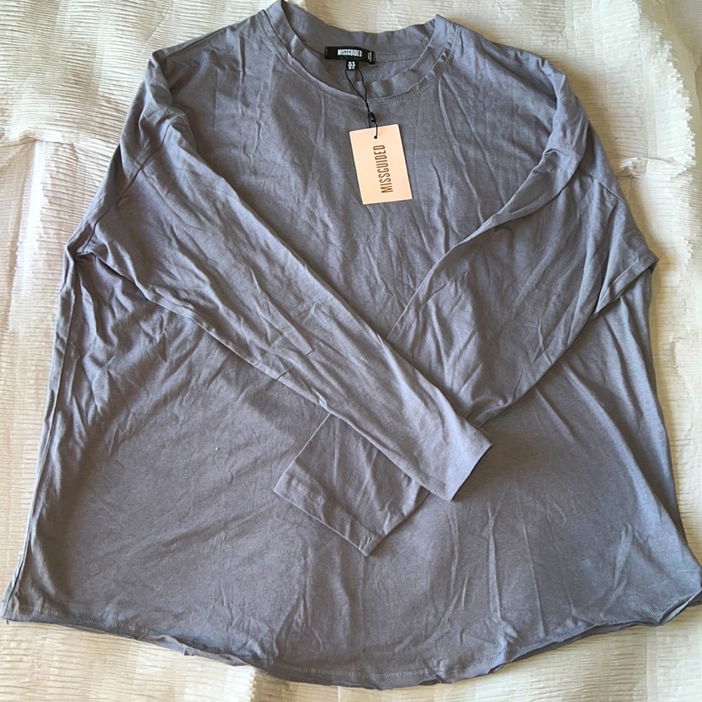 NWT Silver long sleeve oversized tshirt